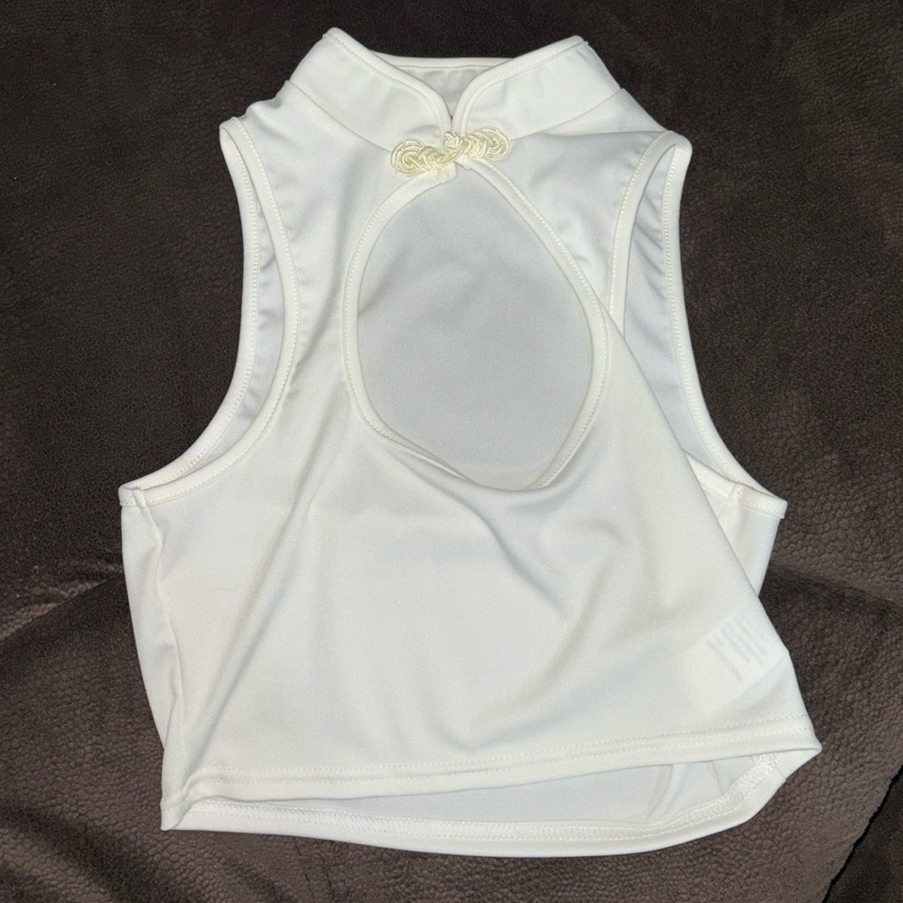 white halter top with opening